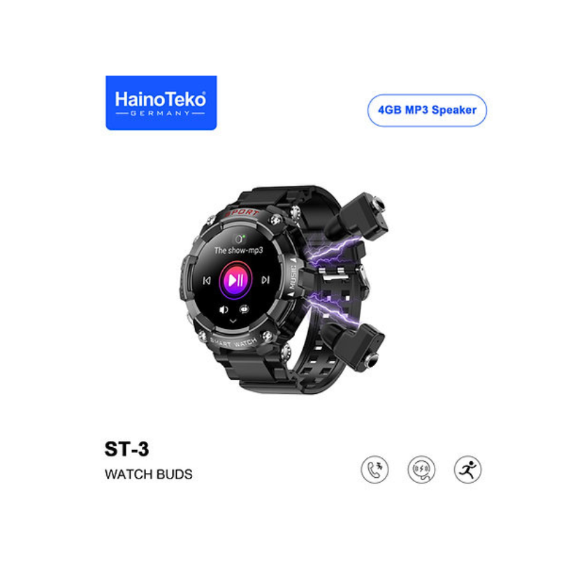 Haino Teko ST-3 Smart Watch with Earbuds, 1.52" AMOLED, 110+ Modes